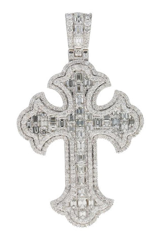 10KT WHITE GOLD CROSS PENDANT 5.58CT