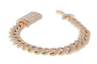 10KT YELLOW GOLD CUBAN LINK DIAMOND BRACELET