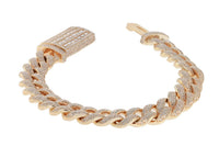 10KT YELLOW GOLD CUBAN LINK DIAMOND BRACELET