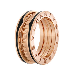 WF 18KT YELLOW GOLD BVLGARI RING BLACK CERAMIC