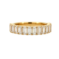 CUSTOM MADE YELLOW GOLD RING WITH EMERALD CUT DIAMONDS