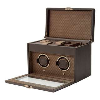 WOLF Earth Double Watch Winder with Storage | Coffee