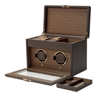 WOLF Earth Double Watch Winder with Storage | Coffee