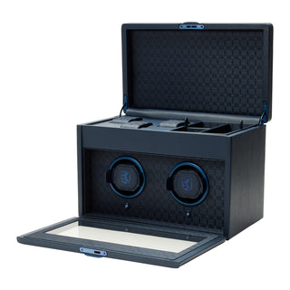 WOLF Earth Double Watch Winder with Storage | Midnight Blue