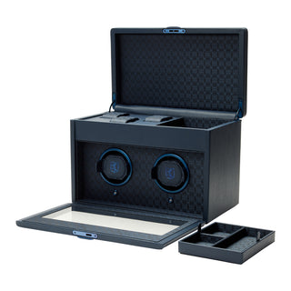 WOLF Earth Double Watch Winder with Storage | Midnight Blue
