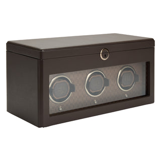 WOLF Earth Triple Watch Winder with Storage | Coffee