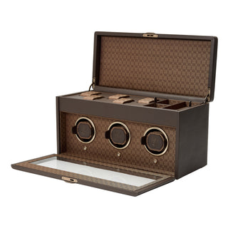 WOLF Earth Triple Watch Winder with Storage | Coffee