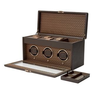 WOLF Earth Triple Watch Winder with Storage | Coffee