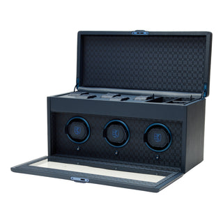 WOLF Earth Triple Watch Winder with Storage | Midnight Blue