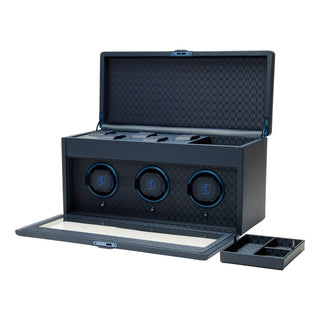 WOLF Earth Triple Watch Winder with Storage | Midnight Blue