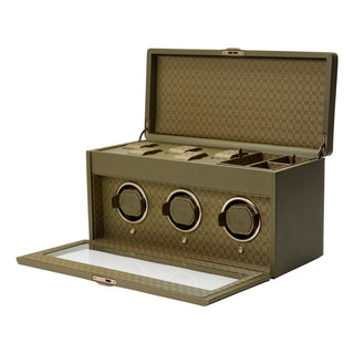 WOLF Earth Triple Watch Winder with Storage | Olive