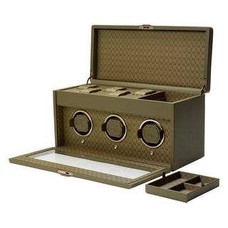 WOLF Earth Triple Watch Winder with Storage | Olive