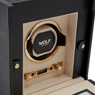 WOLF Palermo Single Watch Winder with Storage | Black