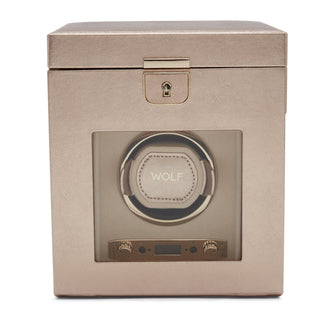 WOLF Palermo Single Watch Winder with Storage | Rose Gold