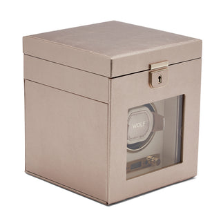 WOLF Palermo Single Watch Winder with Storage | Rose Gold