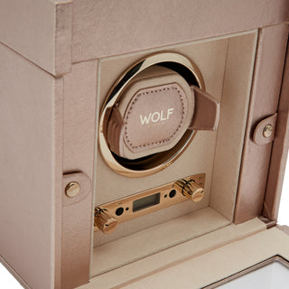 WOLF Palermo Single Watch Winder with Storage | Rose Gold