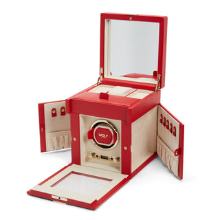 WOLF Palermo Single Watch Winder with Storage | Red
