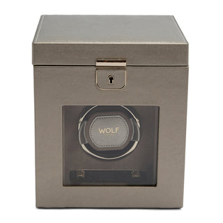WOLF Palermo Single Watch Winder with Storage | Pewter