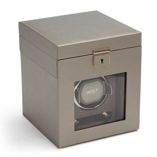 WOLF Palermo Single Watch Winder with Storage | Pewter
