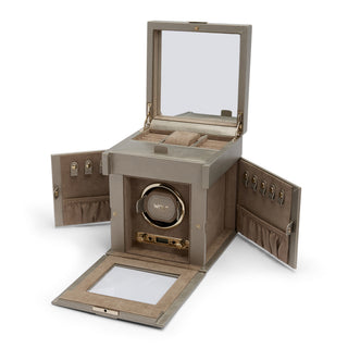 WOLF Palermo Single Watch Winder with Storage | Pewter