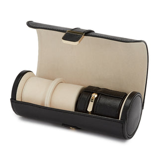 WOLF Palermo Double Watch Roll with Jewelry Pouch | Black