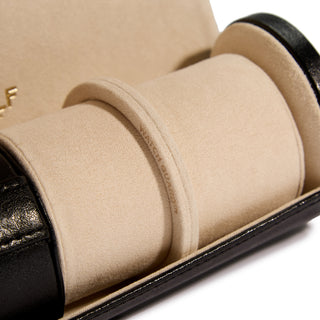 WOLF Palermo Double Watch Roll with Jewelry Pouch | Black