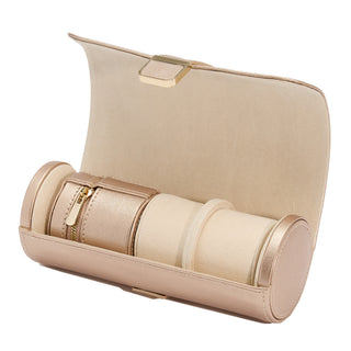 WOLF Palermo Double Watch Roll with Jewelry Pouch | Rose Gold