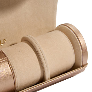 WOLF Palermo Double Watch Roll with Jewelry Pouch | Rose Gold