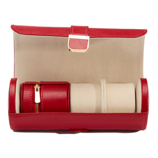 WOLF Palermo Double Watch Roll with Jewelry Pouch | Red