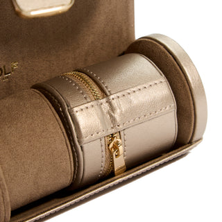 WOLF Palermo Double Watch Roll with Jewelry Pouch | Pewter