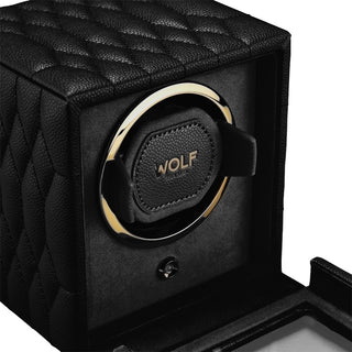 WOLF Lauren Single Watch Winder with Cover | Black