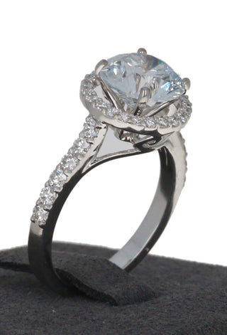 WF 3 Carat Round Diamond Engagement Ring 14kt