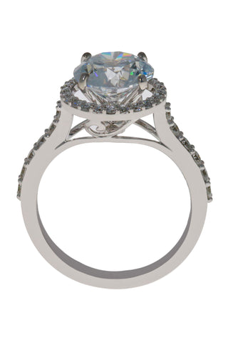 WF 3 Carat Round Diamond Engagement Ring 14kt