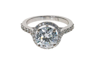 WF 3 Carat Round Diamond Engagement Ring 14kt