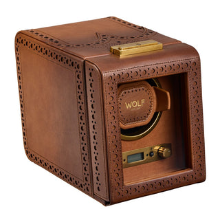 WOLF Brogue Single Watch Winder | Burnished Brown