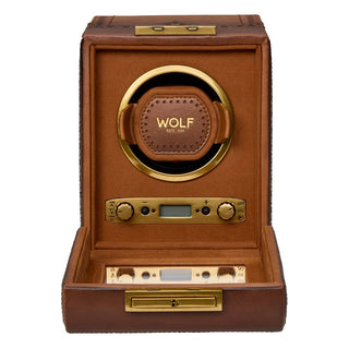 WOLF Brogue Single Watch Winder | Burnished Brown