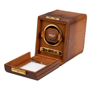 WOLF Brogue Single Watch Winder | Burnished Brown