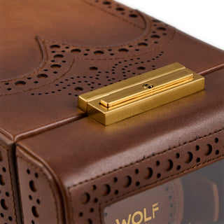 WOLF Brogue Single Watch Winder | Burnished Brown