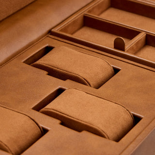 WOLF Brogue Triple Watch Winder with Storage | Burnished Brown