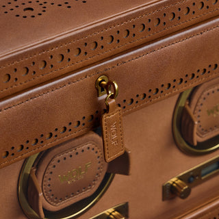 WOLF Brogue Triple Watch Winder with Storage | Burnished Brown
