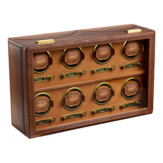 WOLF Brogue 8 Piece Watch Winder | Burnished Brown