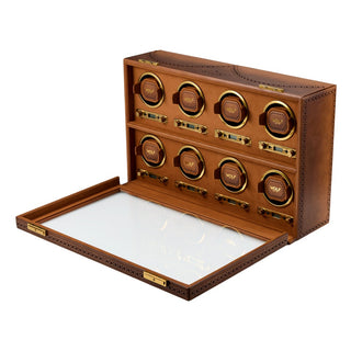 WOLF Brogue 8 Piece Watch Winder | Burnished Brown
