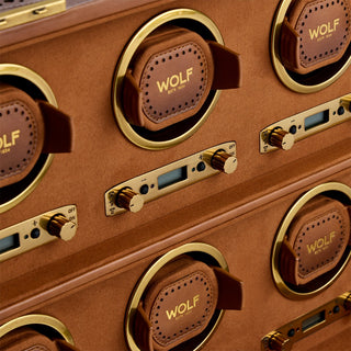 WOLF Brogue 8 Piece Watch Winder | Burnished Brown