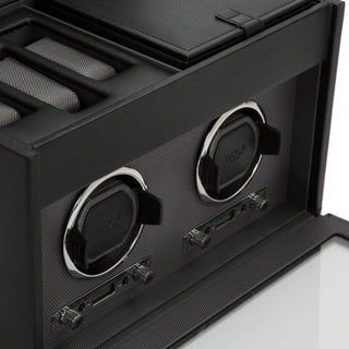 WOLF Viceroy Double Watch Winder with Storage | Black