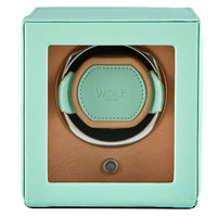 WOLF Cub Single Watch Winder with Cover | Seltzer Peach / Mint