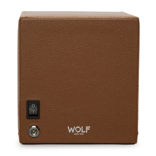 WOLF Cub Single Watch Winder with Cover | Cognac
