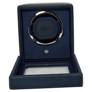 WOLF Cub Single Watch Winder with Cover | Navy
