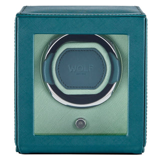 WOLF Cub Single Watch Winder with Cover | Seltzer Mint / Teal