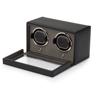 WOLF Cub Double Watch Winder with Cover | Black