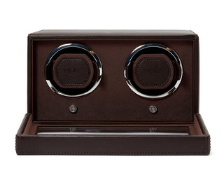 WOLF Cub Double Watch Winder with Cover | Brown